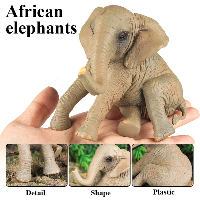 Oenux African Wild Animals Elephant Model Simulation Big Mammoth Action Figures Figurine PVC Educational Toy For Kids Gift