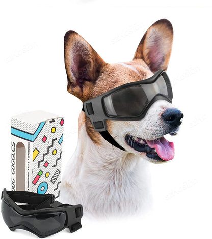 Dog Goggles Medium Small Breed Dog Sunglasses for Adjustable UV Protection Eyewear for Dog Puppy Outdoor Riding Driving