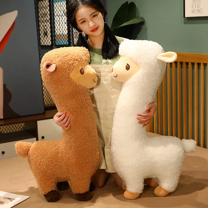Furry Plush Llama Alpaca Plush Toy Stuffed Soft Long Plush Lifelike Alpaca Sheep Hug Throw Pillow Animals Nap Sleeping Pillow
