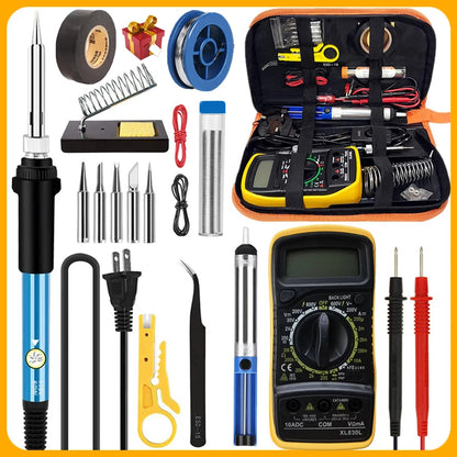 2026 Soldering Iron Kit Welding Tools (908-06: With Multimeter ; 908-02: without) Soldering Kit with LCD Digital Multimeter 60W
