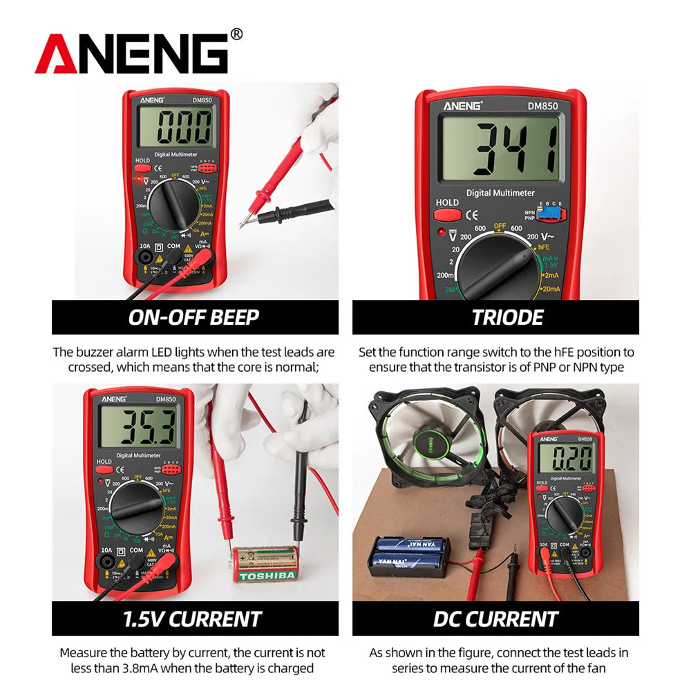 ANENG DM850 Handheld Digital Multimeter Professional Multimetro AC/DC Votage Tester 1999 Counts Ohm Ammeter Electric Tools