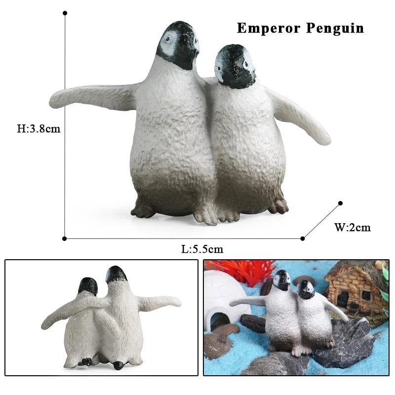Oenux Arctic South Pole Animals Simulation Penguins Polar Bear Wolf Beluga Whale Action Figures Model Figurine PVC Kid Toy Gift