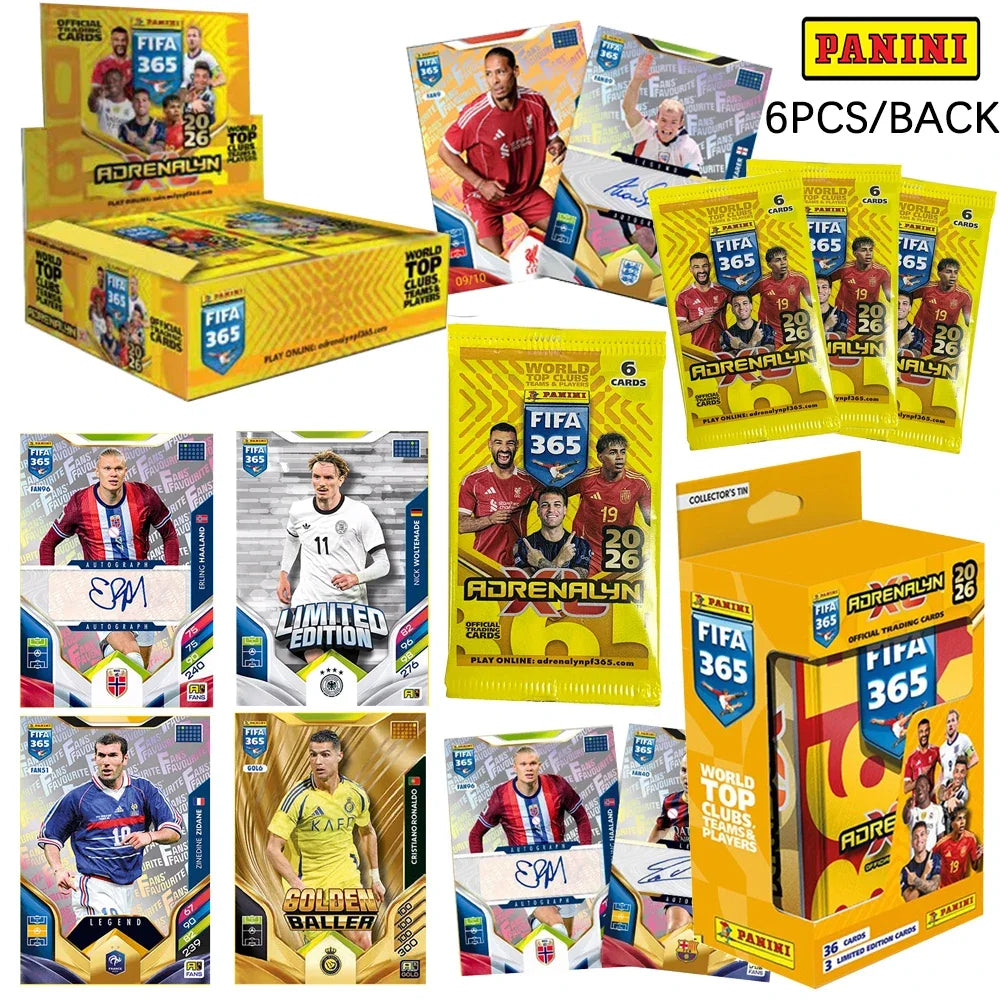 PANINI 2026 6PCS/SET 365 Soccer trading cards Messi Zinane Ronaldo Bellingham Haaland De Bruyne Autographed Collectible Card