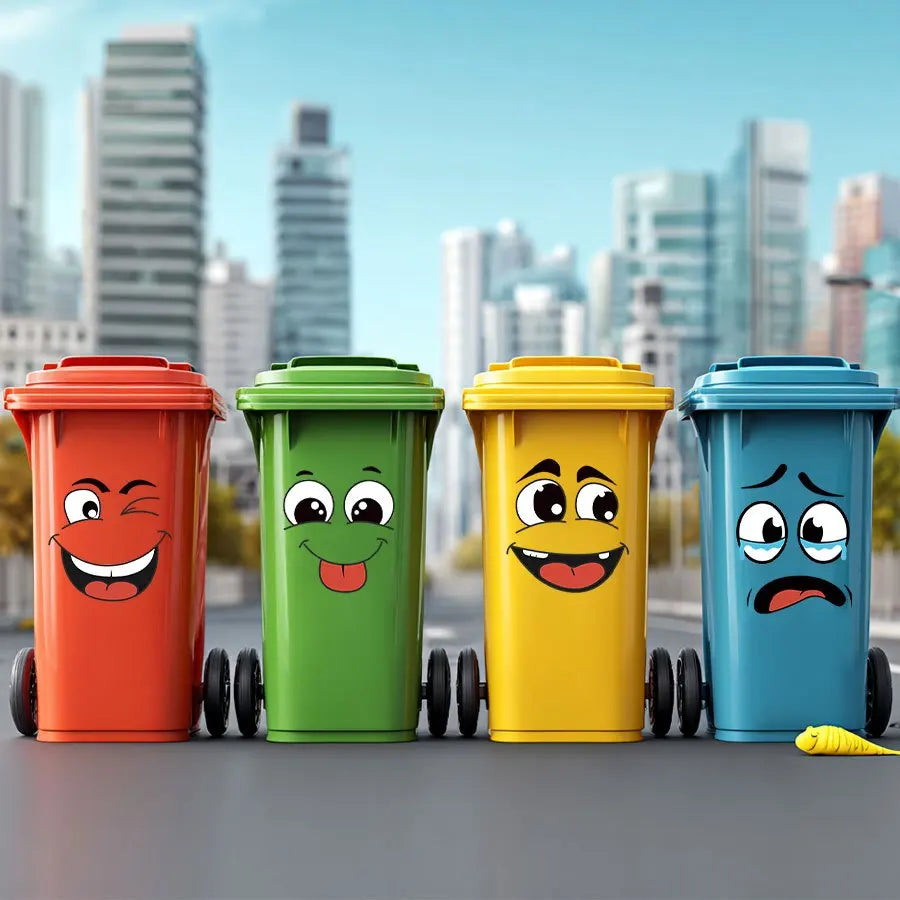 4 sheets/Set Cartoon Face Stickers,Self-Adhesive, Plastic Surface Compatible,Home Decoration Suitable for Trash Can, oilet Decor