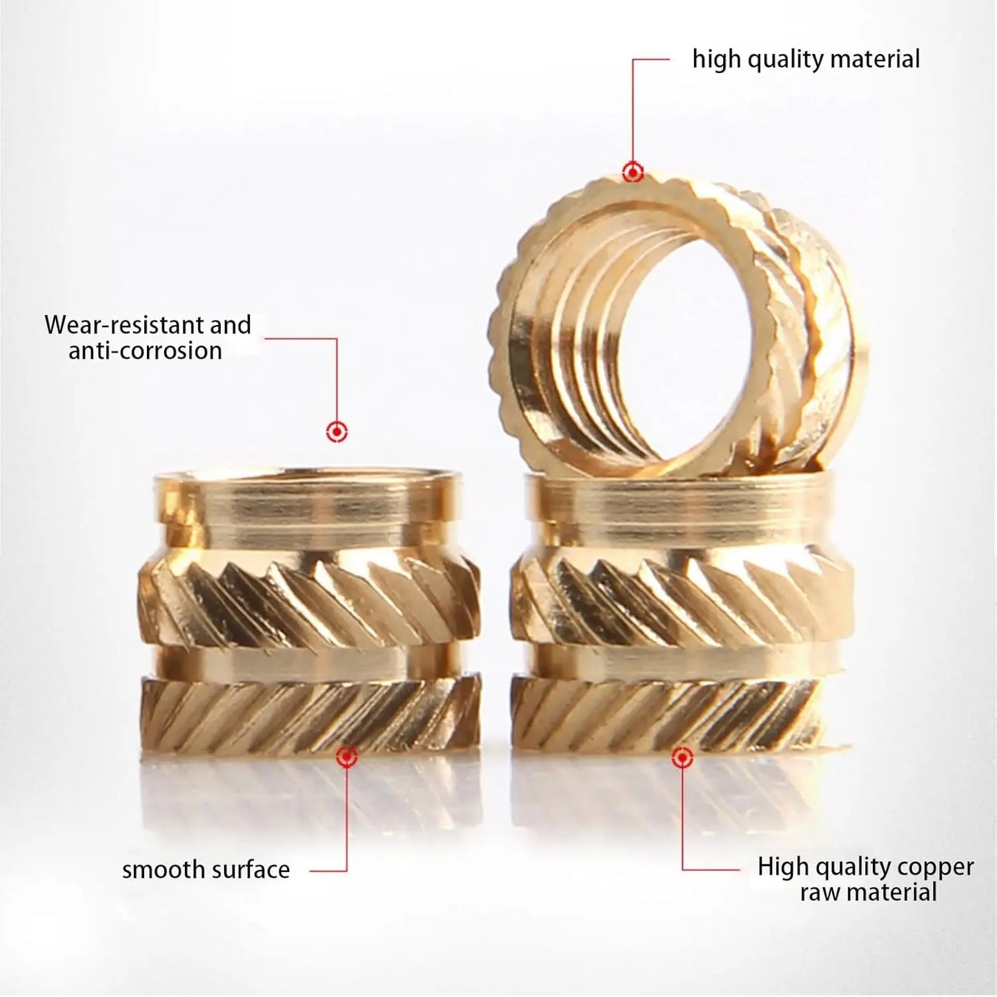 Heat Embedment Inserting Nuts M3 M4 M5 Threaded Knurled Brass Hot Melt Screw Nut For 3D Printer Voron 2.4 And Others