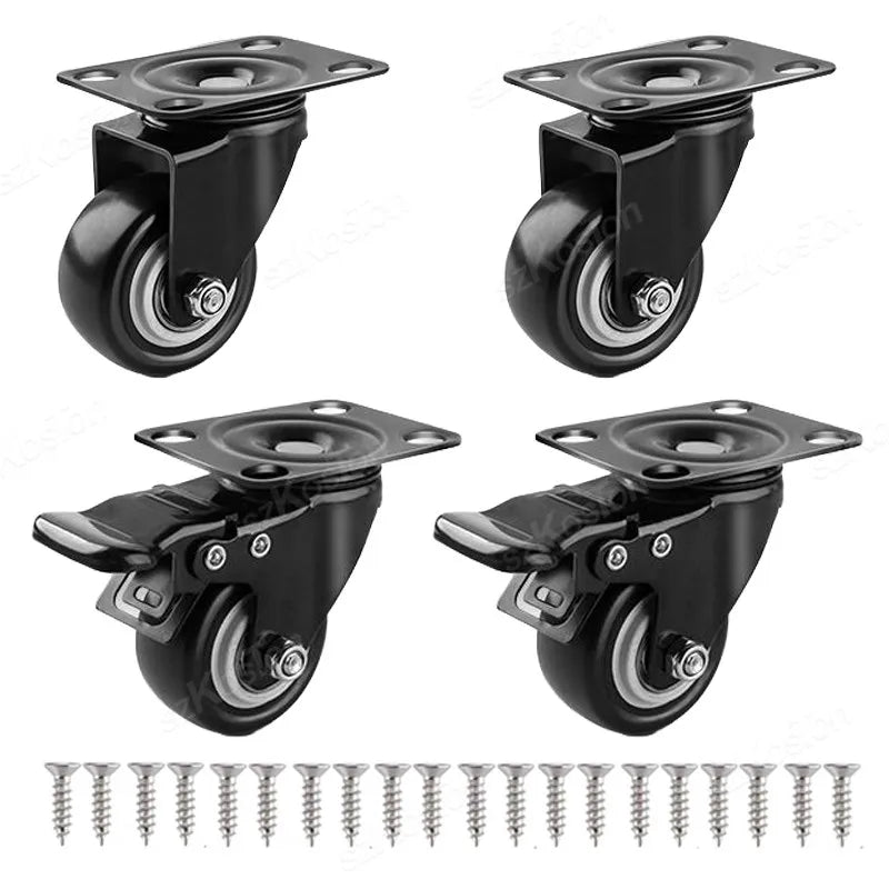 4pcs/lot Furniture Casters Wheels PP Fixed Swivel Caster Roller Wheel For Heavy Duty Platform Trolley Chair Household Accessory