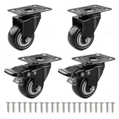 4pcs/lot Furniture Casters Wheels PP Fixed Swivel Caster Roller Wheel For Heavy Duty Platform Trolley Chair Household Accessory