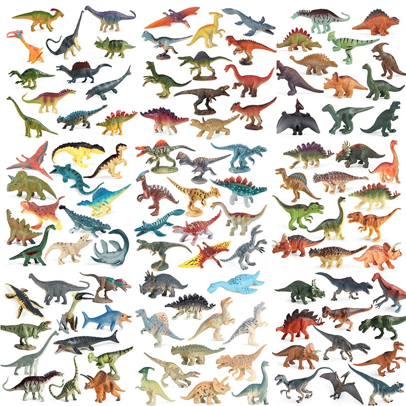 Oenux 12PCS Small Jurassic Dinosaur Set Brinquedo T-Rex Velociraptor Spinosaurus Mosasaur Model Action Figure Collection Kid Toy
