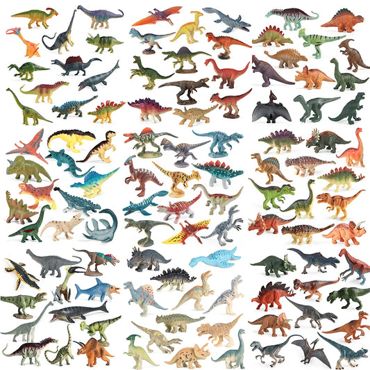 Oenux 12PCS Small Jurassic Dinosaur Set Brinquedo T-Rex Velociraptor Spinosaurus Mosasaur Model Action Figure Collection Kid Toy