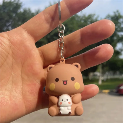 Bubu Dudu Say I Love You Voice Toys Keychain Yier Panda Bear Glowing Anime Figures Phone Ornament Bag Decoration Couple Gifts