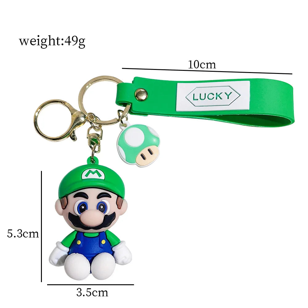 19 Styles Anime Keychain Mario Bros Luigi Toad Bowser Action Figure Model PVC Cartoon Bag Doll Pendant Toys Gift