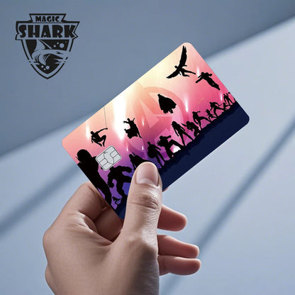 Magic Shark Cartoon Rabbit Warrior Flower Anime Chocolate PVC Sticker Film Skin Cover for Debit Credit Card