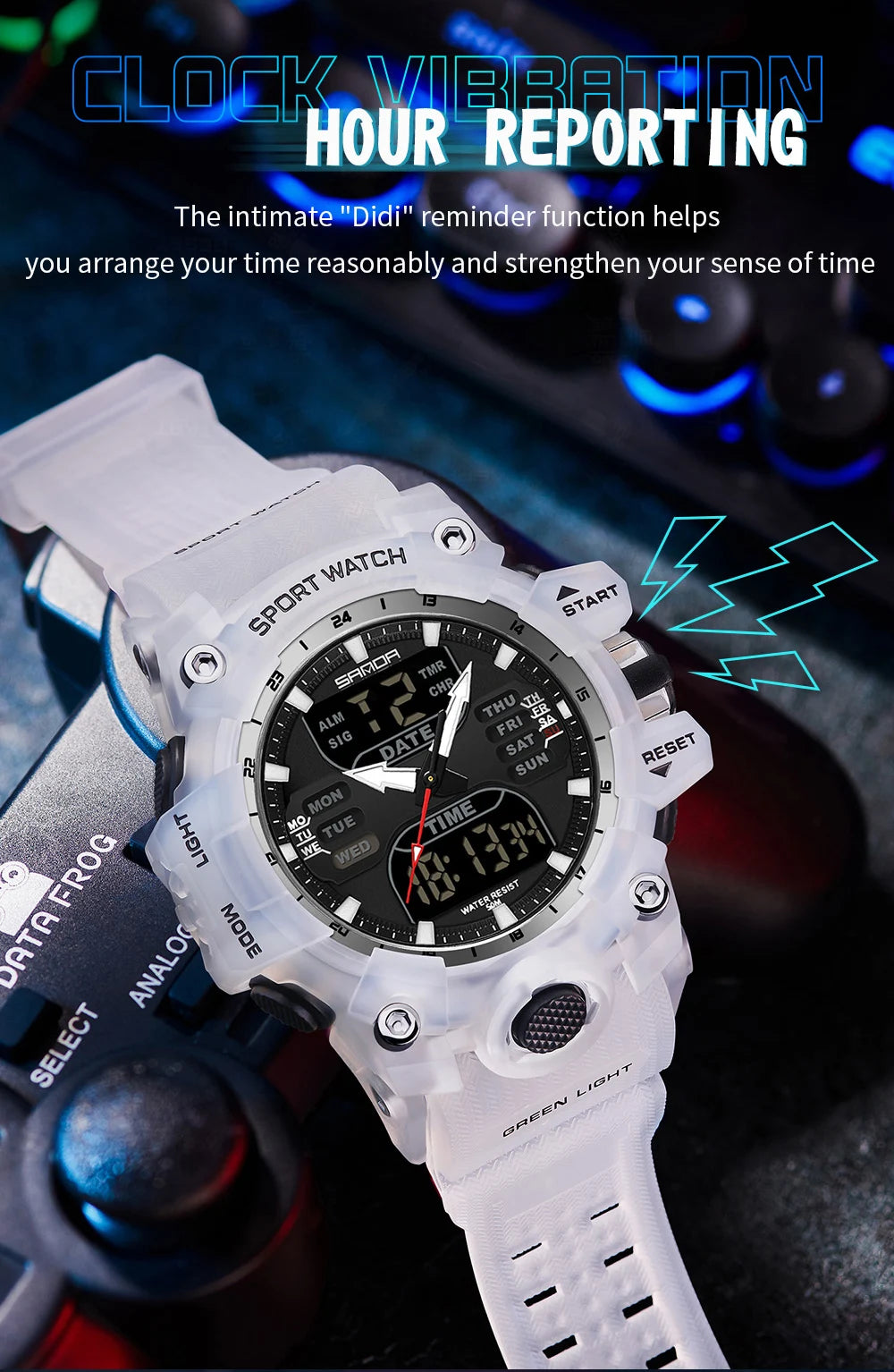 SANDA Outdoor Sports Military Mens Watch LED Digital Electron Quartz Male Wristwatch Dual Display Clock Men Relogio Masculino