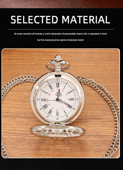 Fashion New Vintage Relief Carved And Hollowed Out Roman  Flip Style Pocket Watch On Chain Pendant Clock Chain Mens Women