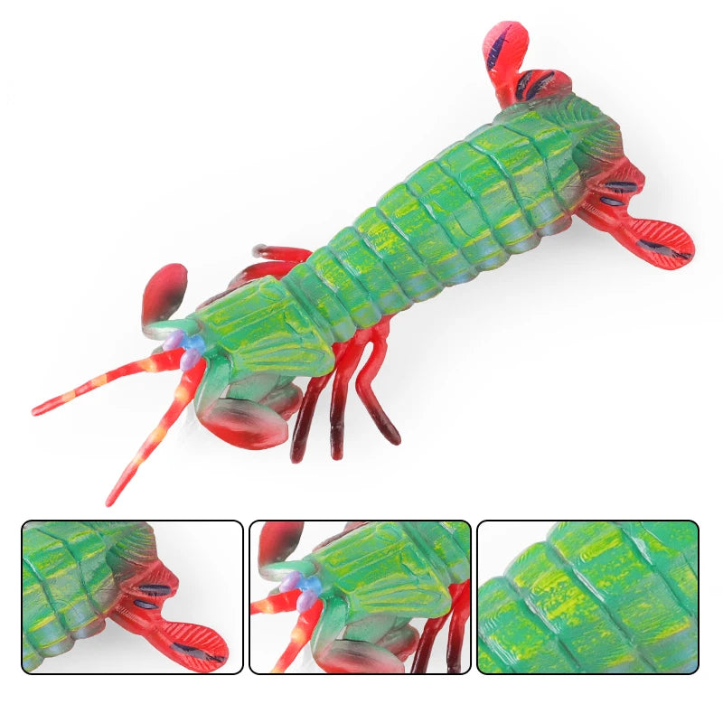Oenux Ocean Animals Simulation Tiger Prawn Crayfish Shrimp Sea Life Model Figurines Action Figures Collection Toys For Kids Gift