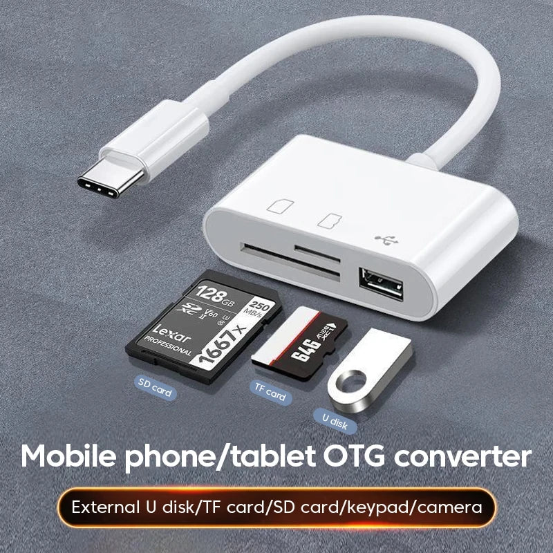 3 in 1 Micro USB Type C Adapter Multifunctional USB TF SD Card Reader USB-C Memory Card Adapter For Macbook Samsung Laptop