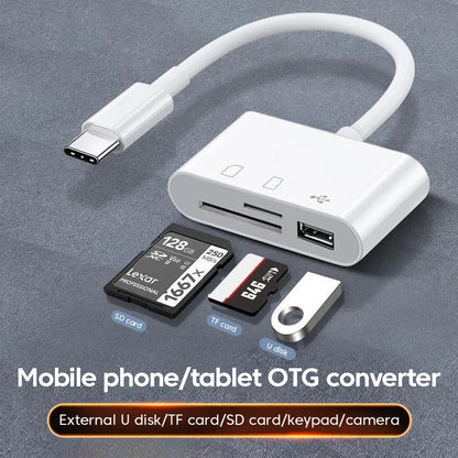 3 in 1 Micro USB Type C Adapter Multifunctional USB TF SD Card Reader USB-C Memory Card Adapter For Macbook Samsung Laptop