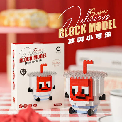 CLC Diamond Particle Casual Splicing Fruit French Fries Burger Block Toys Happy Food and Play Series Toys for Children Gifts