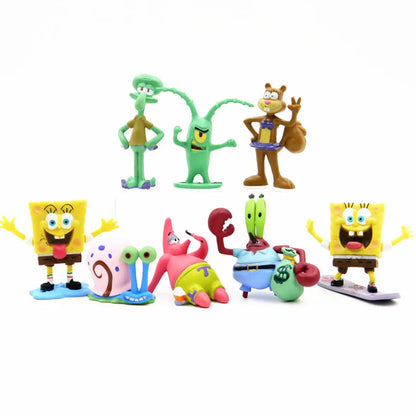 Spongebob Anime Figure Patrick Star Octopus Brother Handmade Model Cartoon Toys for Kids Ornaments 6PCS/8PCS Set Cake Decoration