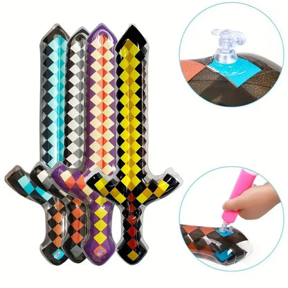 Pixel Style Toys Gemstone Sword Gold Sword Toys Home Games Inflatable Supplies Swords Christmas Gifts