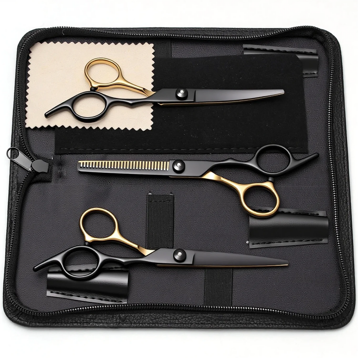 6 Inch Professional Dual Use Scissors for Hair Cutting and Pet Grooming Straight Curved Thinning Comb Stainless Steel Salon