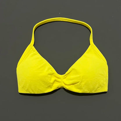 HISTELLO Strappy Bra Women Seamless Gym Underwear High Support Halter Sexy Sports Pilates Clothing Push-up Yoga Workout Tank Top