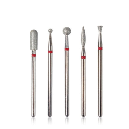 5PCS Diamond Nail Drill Bit Set of Milling Cutters for Manicure Diamond Bit Cuticle Remove Nail Bits for Electric Drill Machine