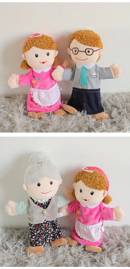 Family Soft Stuffed Toy Doll Dad Mum Brother Sister Cospaly Plush Doll Educational Baby Toys Kawaii Hand Finger Puppet