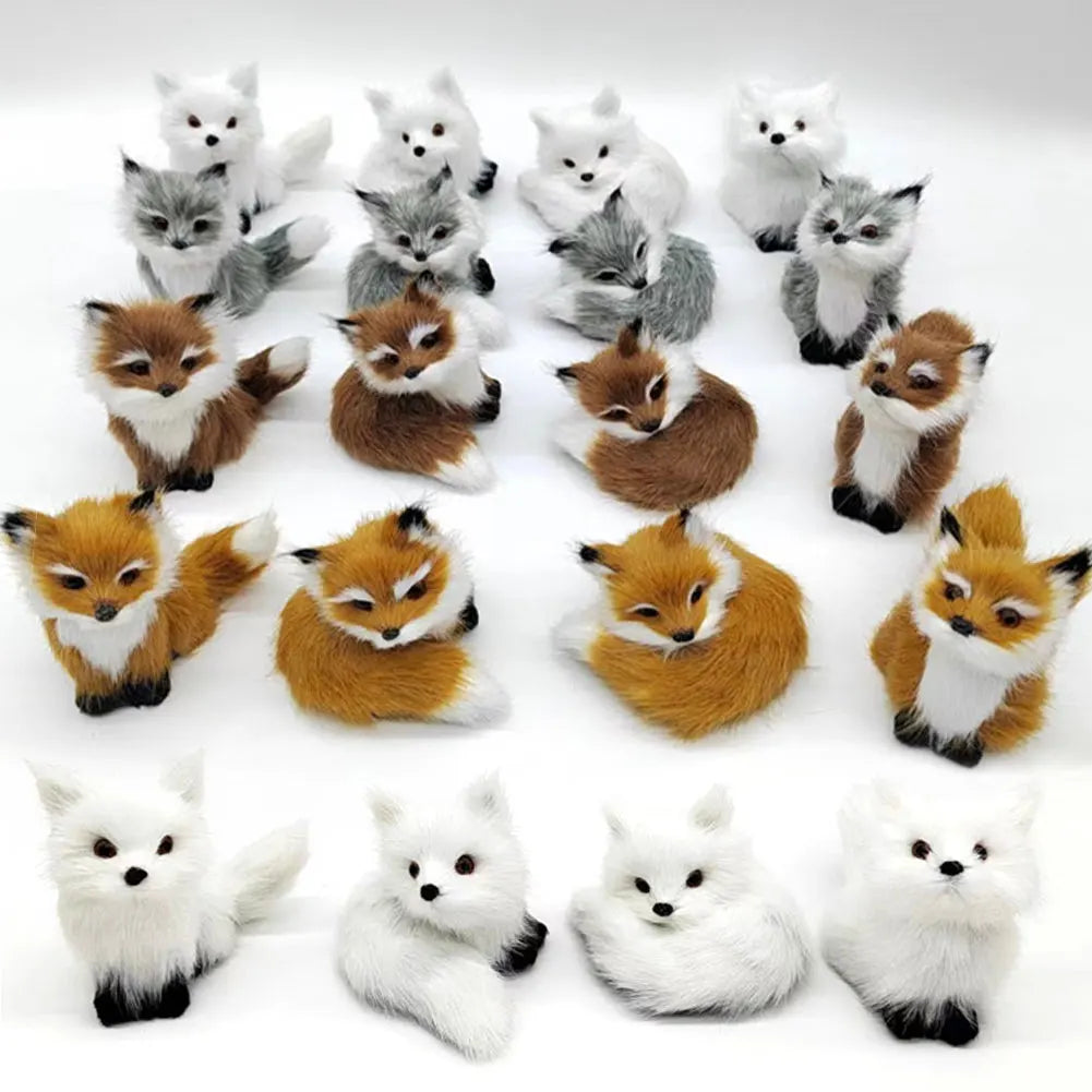 Mini Cat Rabbit Fox Owl Simulation Fur Model Plush Cats Action Figures Decor Gifts Imitation Animal Doll Home Decor Ornaments