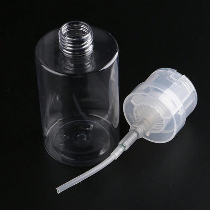200ML Empty Pump Liquid Alcohol Press Nail Polish Remover Cleaner Bottle Nail Refillable Bottle Dispenser Manicure Container