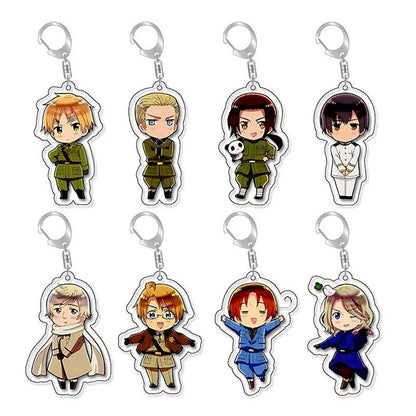 8 Pcs/Set Anime Axis Powers Action Figures KeyChain Feliciano Varga Ludwig Kiku Honda Alfred F. Jones PVC Model Kid Gift Toy