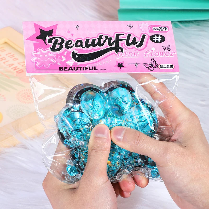 Taba Squishy Cat Paw Squeeze Toys Kawaii Sticky Squishies Fidget Toys for Birthday Party Favors Novelty Things for Kids Adults ﻿