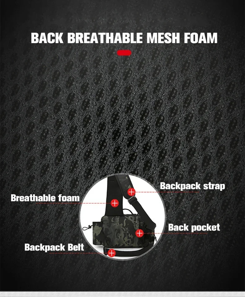 Large Capacity Fishing Gear Bag with Bait Box, 3-in-1 Shoulder Waist Crossbody Fishing Rod Storage Bag