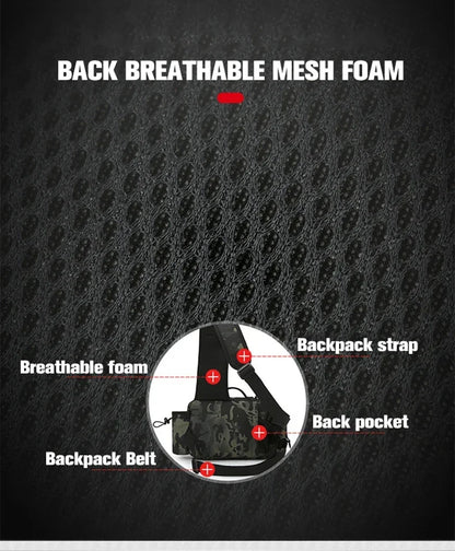 Large Capacity Fishing Gear Bag with Bait Box, 3-in-1 Shoulder Waist Crossbody Fishing Rod Storage Bag