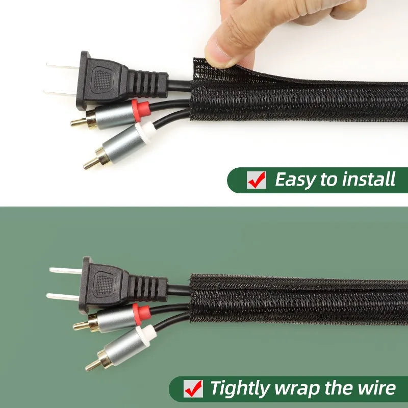 2/5M Black PET Expandable Self Closed Cable Sleeve Diameter 3mm ~ 50mm Split Insulated Heat resist Split Line Protector Sleeve