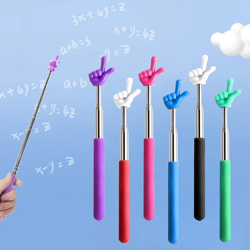 1pPointer Finger Stainless Steel Reading Sticks Telescopic Reading Finger Teaching Aids Gift for Teachers Pointer Finger Stick