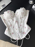 Embroidered Cutout Corset Crop Top