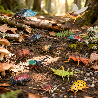 Oenux Insect Animals Model Figurine Butterfly Ant Dragonfly Spider Bee Mantis Scorpion Action Figures Educational Kid Toy Gift