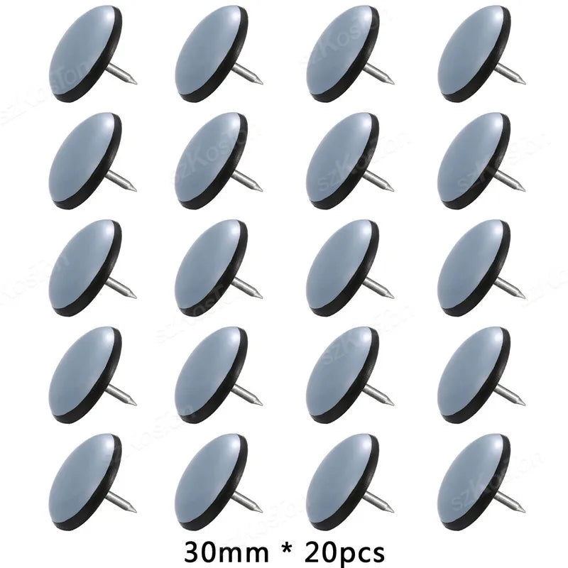 20Pcs 19/22/25/30/38mm Table Chair Foot Sliders Round Furniture Legs Pads With Nails Cabinet Sofa Glides Floor Protectors Slider