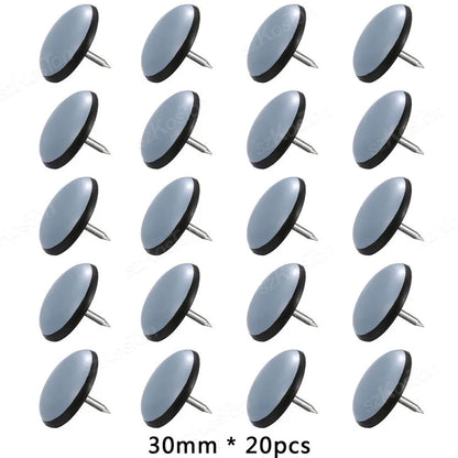 20Pcs 19/22/25/30/38mm Table Chair Foot Sliders Round Furniture Legs Pads With Nails Cabinet Sofa Glides Floor Protectors Slider