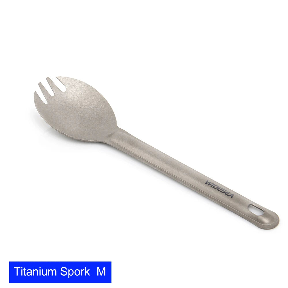 Widesea Camping Titanium Spork  Spoon Outdoor Lightweight Fork Tableware Portable Picnic Hiking Travelling Ultralight Dinnerware
