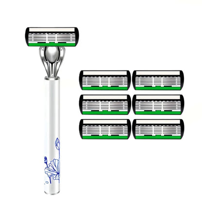 High Quality Men Safety Razor 6-Layer Germany Stainless Steel Shaving Blades Manual Shaver Replacing Cutter Head