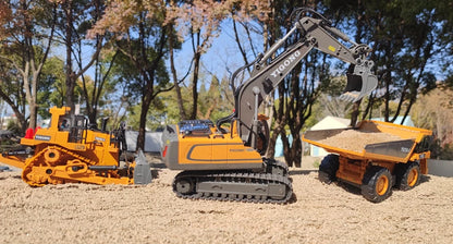 4WD Remote Control Excavator 4x4 Alloy Dump Truck Bulldozer Radio Model RC Car Construction Vehicle Toy Children Kids Gifts