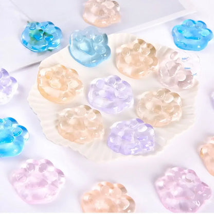 5/10/20PCS Kawaii Cat Paws Sticky Squeeze Toys Soft Realistic Jelly Glitter Cat Paws Transparent Squeeze Toys Kids Adult Gifts
