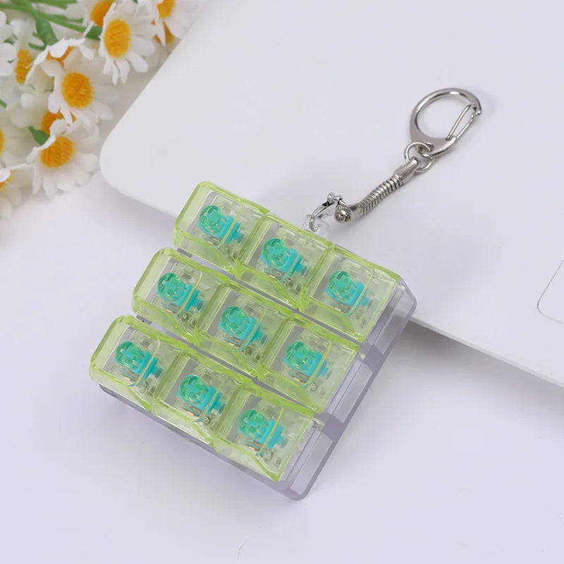 LED Keyboard Fidgets Light Up Transparent Keyboard Caps Finger Clicker Fidget Stress Relief Toy for Adult ADHD Keyboard Keychain
