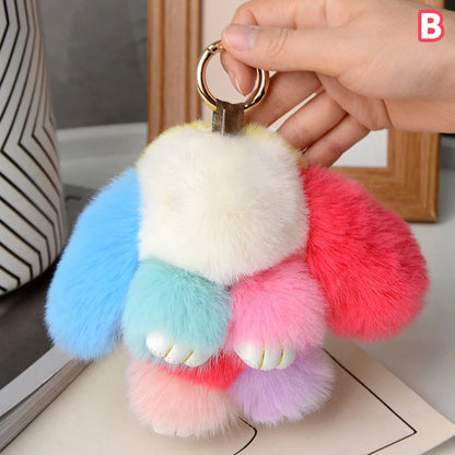 15cm Gifts Rabbit Fur Keychain Women Bag Car Key chain Pendant Decoration Jewelry Bags Hangings Accessories