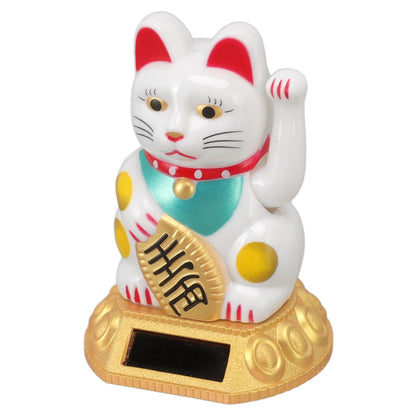 Chinese Lucky Cat Decoration Waving Arm Solar Light Induction Statue Figurine For Home Car Ornaments Golden Cat Decoration Cat