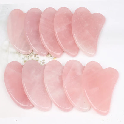 Natural Stone GuaSha Tool Jade Facial Beauty Rose Quartz Scraping Crystal Massager Firm Skin Face Gua Sha SPA