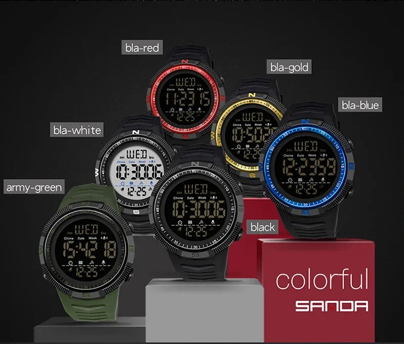 SANDA 6014 Military Sport Watch for Men Clock Digital Wristwatches Shockproof Countdown Waterproof Bracelet Relojes Para Hombre
