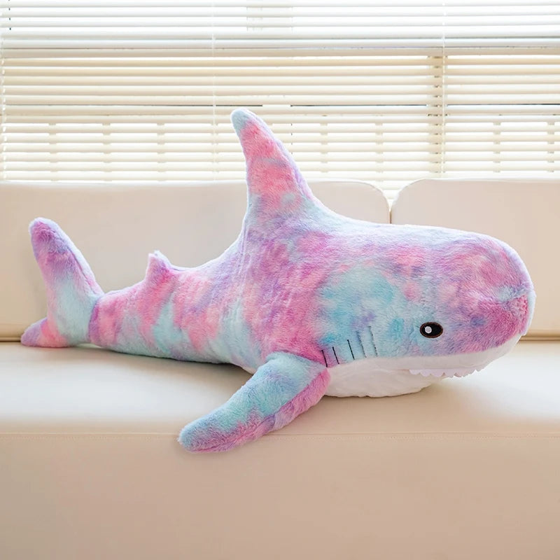 100cm Cartoon Hot Sell Soft Rainbow Shark Plush Doll Pillow Sea Creatures Colorful Shark Plush Toy Warm Hug For Boys Girls Gifts